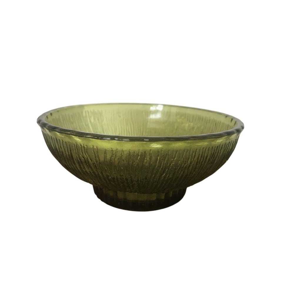 FTD Soreno Round Green Floral Bowl Candy Dish - 1975 Vintage
